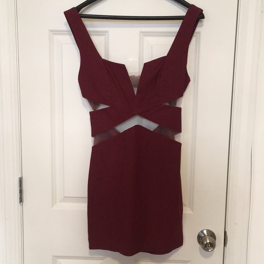 Tobi mesh sesh wine bodycon dress